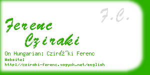 ferenc cziraki business card